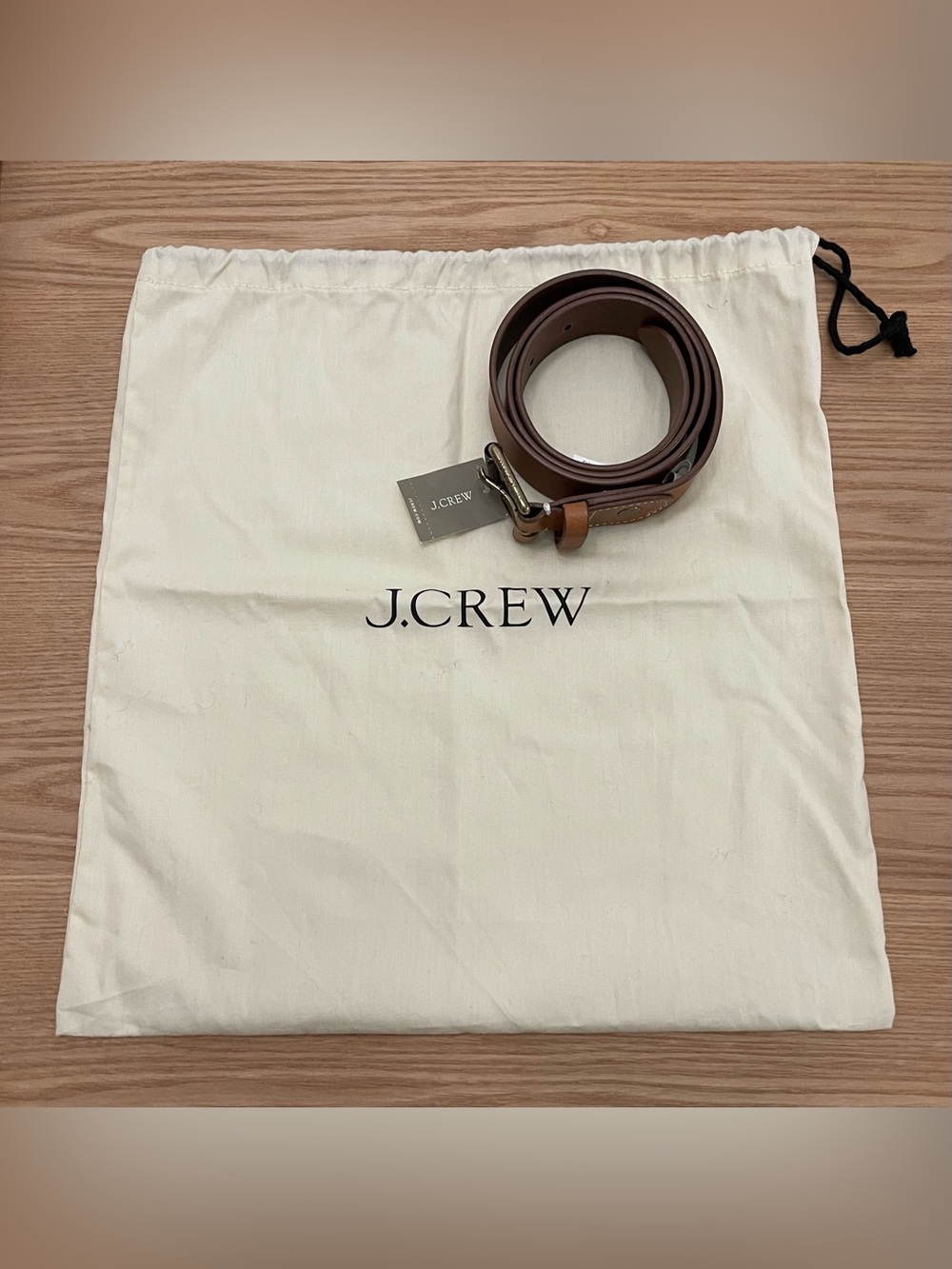 J. CREW Brown Leather Belt with Brass Buckle Men’s Size 32 - Picture 6 of 6
